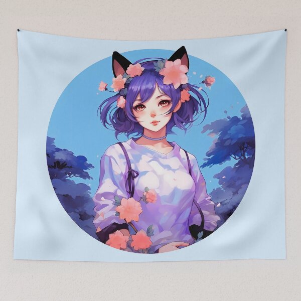 Item preview, Cat girl digital anime painting designed and sold by Hirako Nakatsu.