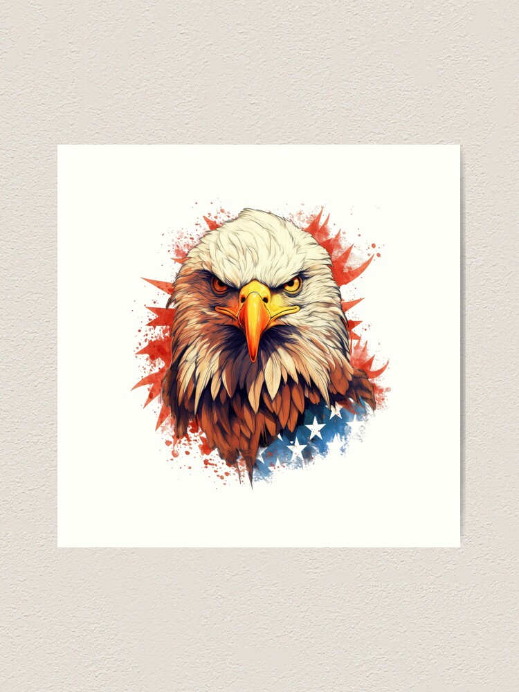 Majestic USA Bald Eagle With American Flag, Eagle's Gaze, Patriotic,  Freedom | Art Print