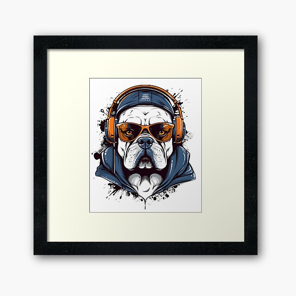 Item preview, Cool Bulldog DJ Badass Design, Awesome Art Pet Dog designed and sold by MysteriousJ.