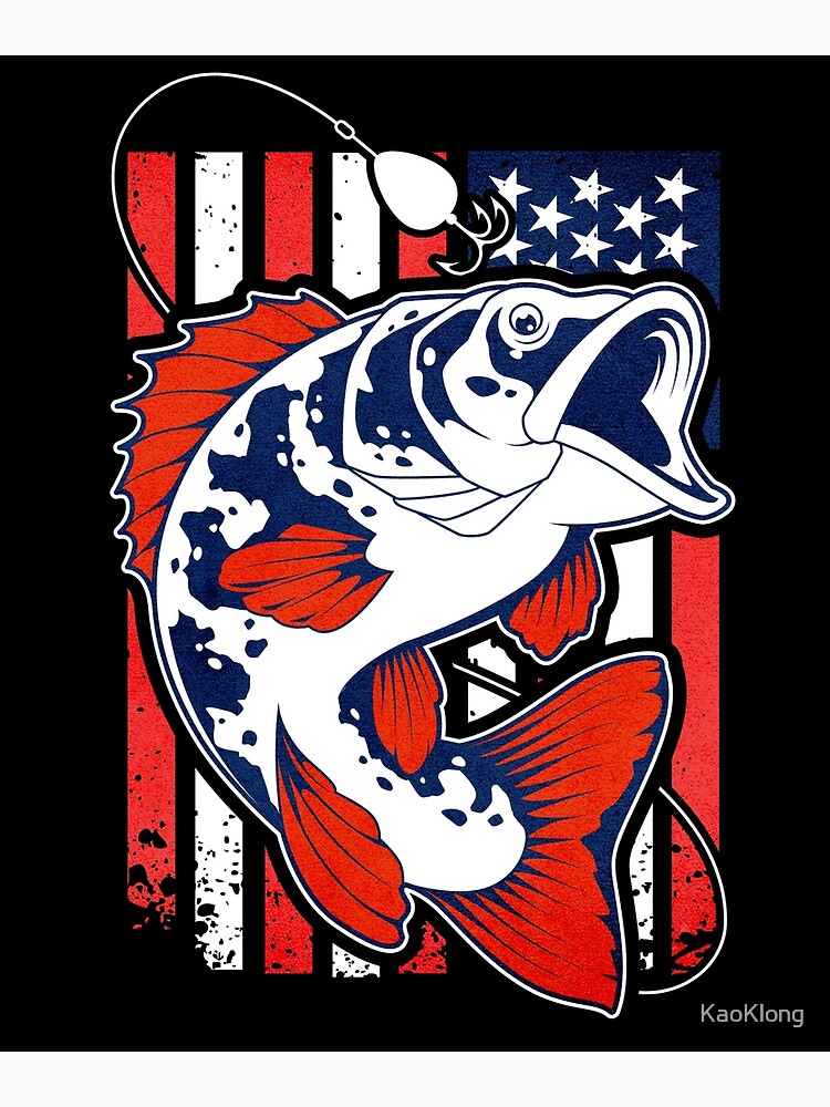 Bass Fishing Fish American Flag Dad Father 4th Of July | Poster