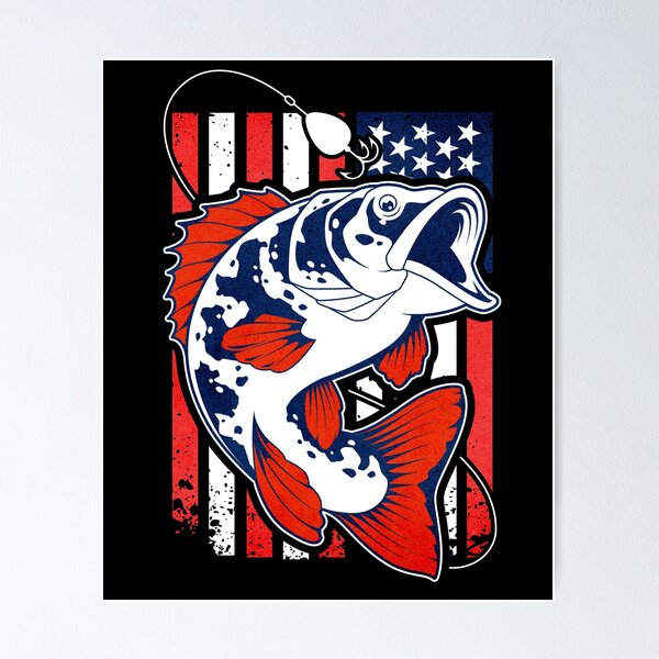 Bass Fishing - American Flag - Fourth Of July Poster for Sale by  Meliafroggy