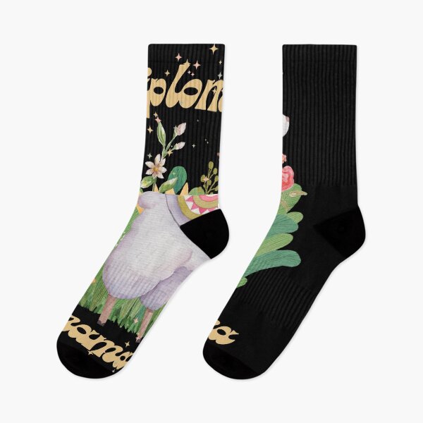 Item preview, College Graduation Funny Quote Diploma Drama Llama, Cute Gold Green Waterolor Alpaca in Floral Grassy Bush designed and sold by Ching Teoh.