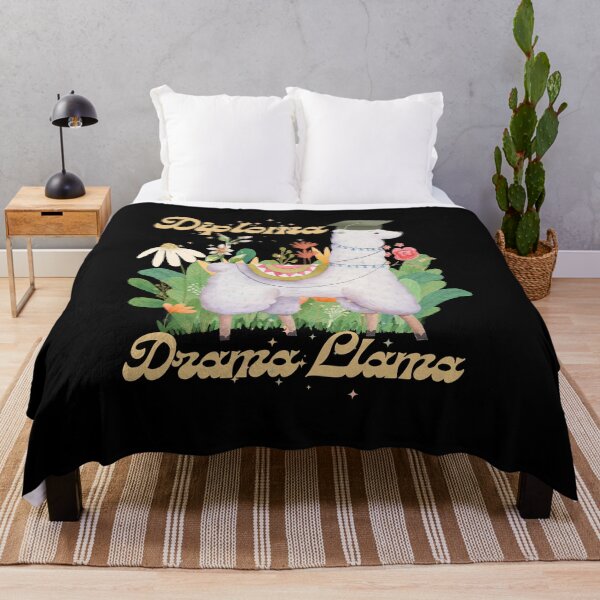 Item preview, College Graduation Funny Quote Diploma Drama Llama, Cute Gold Green Waterolor Alpaca in Floral Grassy Bush designed and sold by Ching Teoh.