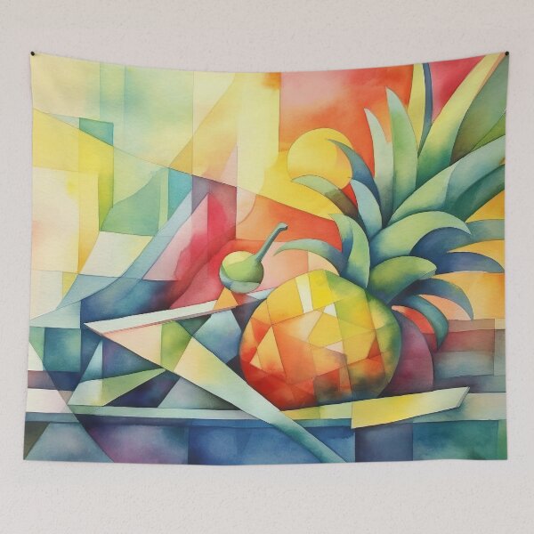 Artikelvorschau, Ananas-Aquarell im kubistischen Stil 4 entworfen und verkauft von FlaskLab.