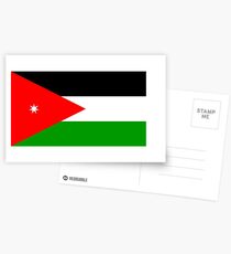 Flag of the country of Jordan with the colours red, green, black and white featuring a white star Postcards