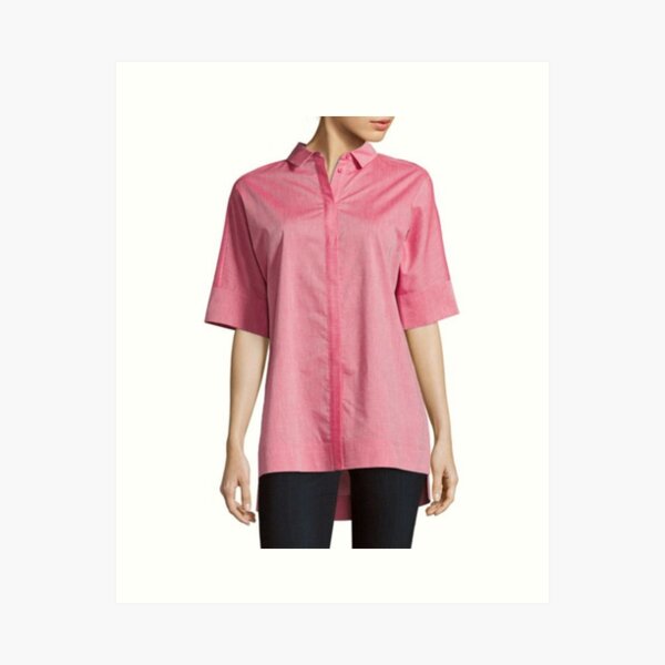 Female pink shirt on the model with a marked breasts Art Print