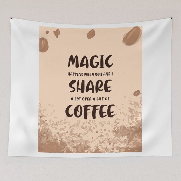 Artikelvorschau, Magic Happens over Coffee Poster - Coffee Quotes - Coffee Poster - Cafe Decor - Coffee Lover Gifts entworfen und verkauft von Studio Grafiikka.