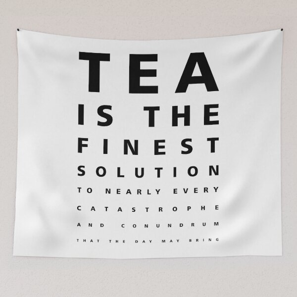Item preview, Tea is the finest solution poster - Tea Quotes - Typography - Cafe Decor - Eye Chart - Black, White designed and sold by Studio Grafiikka.