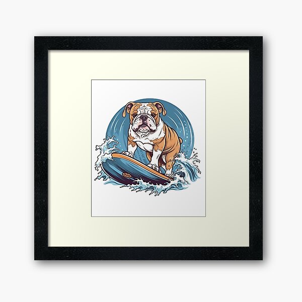 Item preview, Cute Bulldog Surfing Lover Theme Design, Bulldog Surfer Art Pet Dog designed and sold by MysteriousJ.