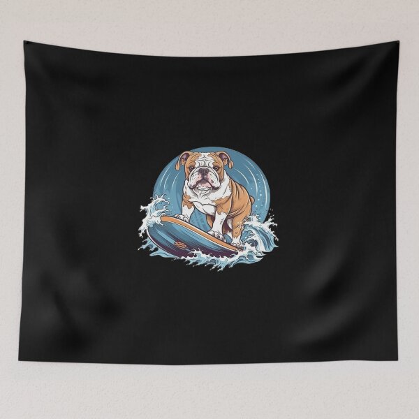 Item preview, Cute Bulldog Surfing Lover Theme Design, Bulldog Surfer Art Pet Dog designed and sold by MysteriousJ.