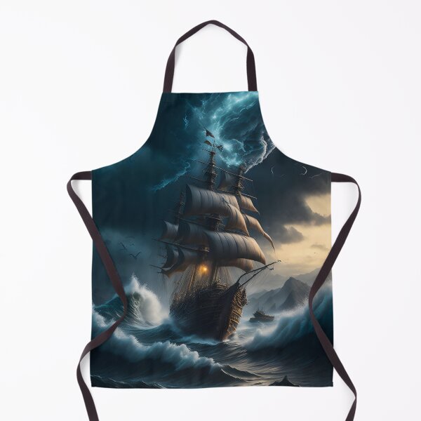 Item preview, Dark Pirate Battle Ship, Stormy Ocean Seas, Lightning, Thunder, Pirate Sailing, Pirate Ship, Ocean waves designed and sold by SoldbyArmenTO.