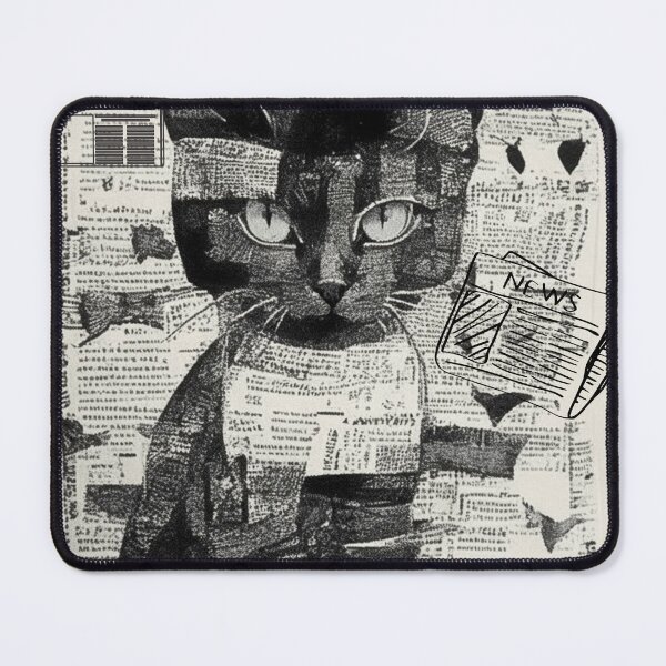 Item preview, Cat newspaper design cat black and white cute cat kitten  designed and sold by varodesign.