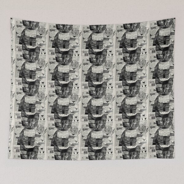 Item preview, Cat newspaper design cat black and white cute cat kitten  designed and sold by varodesign.