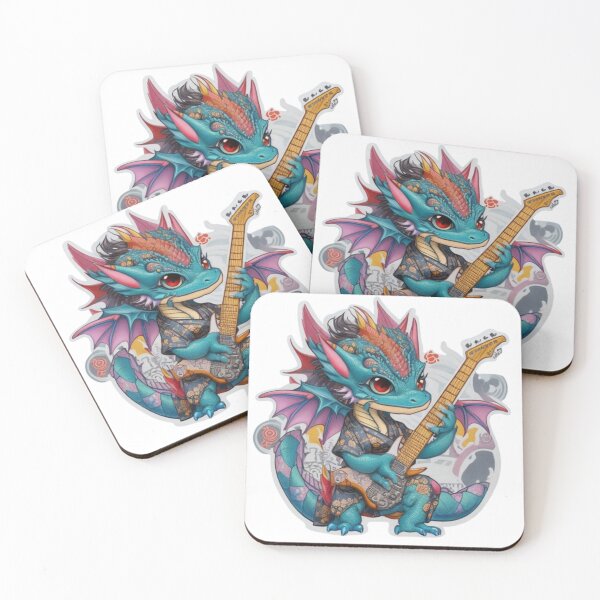 Item preview, Adorable kimono-clad dragon guitarist rocking the stage sticker and more. designed and sold by mefirefire.