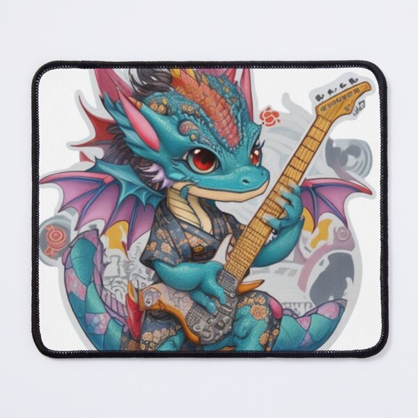 Item preview, Adorable kimono-clad dragon guitarist rocking the stage sticker and more. designed and sold by mefirefire.
