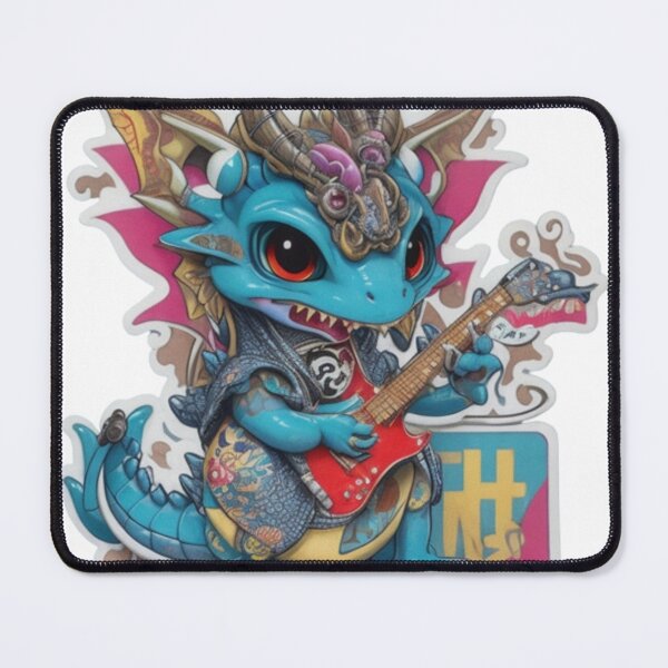 Item preview, Adorable kimono-clad dragon guitarist rocking the stage sticker and more. designed and sold by mefirefire.
