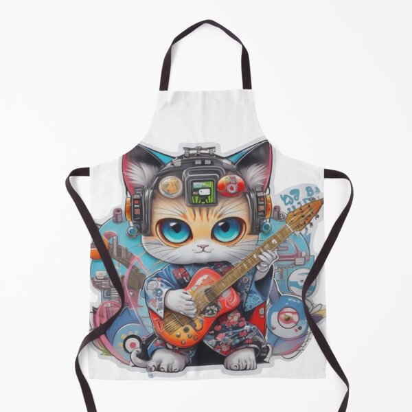 Item preview, Adorable kimono-clad cat guitarist rocking the stage sticker and more. designed and sold by mefirefire.