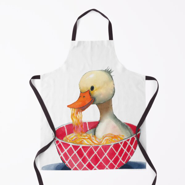 Item preview, Duck sitting on a bowl eating noodle-Edited AI generated art designed and sold by Frostp.