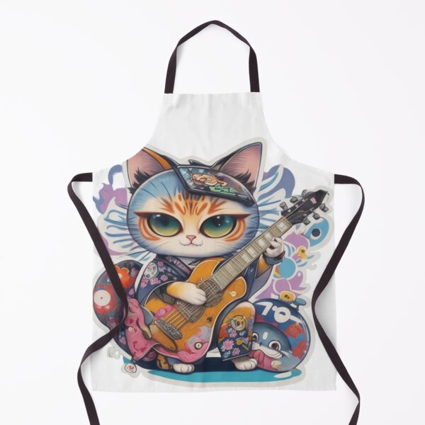 Item preview, Adorable kimono-clad cat guitarist rocking the stage sticker and more. designed and sold by mefirefire.