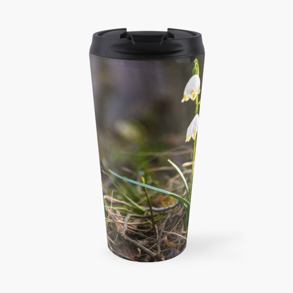 Beautiful blooming of White spring Snowflake Travel Mug