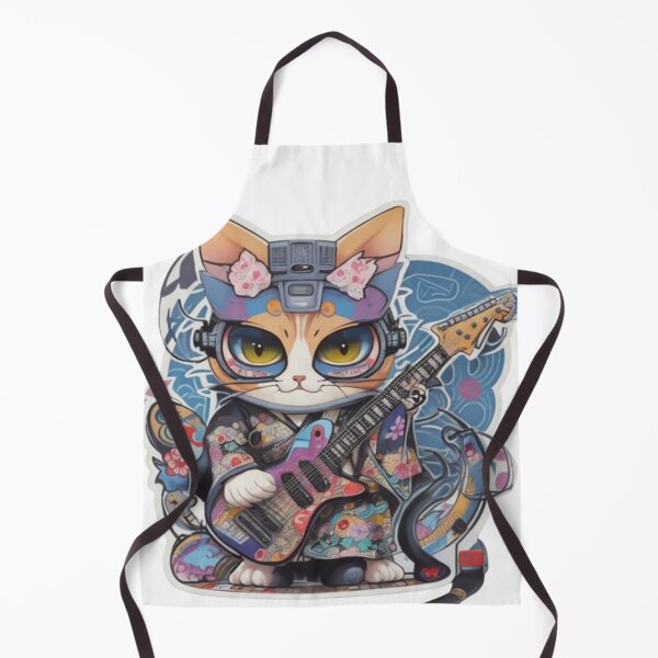 Item preview, Adorable kimono-clad cat guitarist rocking the stage sticker and more. designed and sold by mefirefire.
