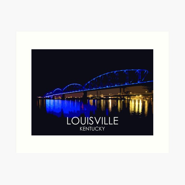 Item preview, Big Four Bridge, Louisville, Kentucky, USA, Travel Print designed and sold by summattodraw.