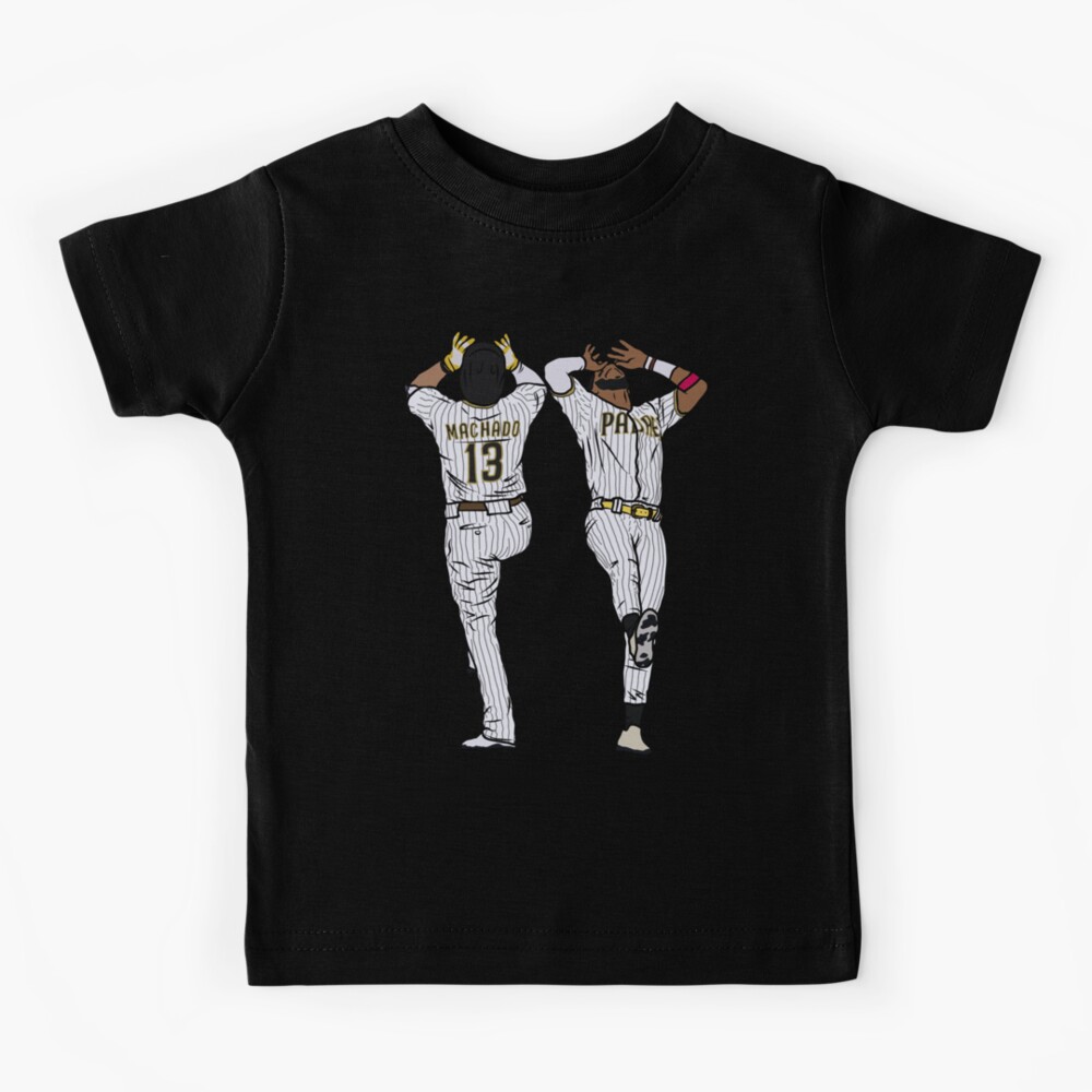 Manny Machado and Fernando Tatis Jr Celebration San Diego T-Shirt (as1,  Alpha, s, Regular, Regular, Black)