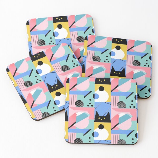 Item preview, Seamless abstract patterns with cat, circle and various shapes, pastel color, colorful designed and sold by Artistry Studio.