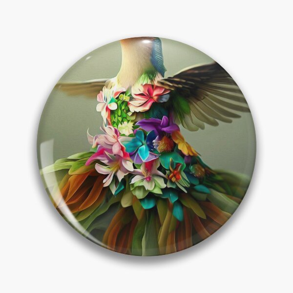 Item preview, Antropomorphic Hummingbird Wearing Dress of Flowers designed and sold by thematics.