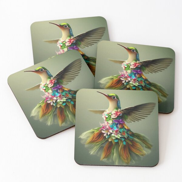 Item preview, Antropomorphic Hummingbird Wearing Dress of Flowers designed and sold by thematics.