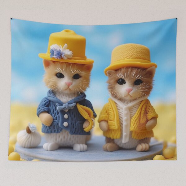 Item preview, Cute cats in hats and scarves with a cup of tea designed and sold by aiphotosart.
