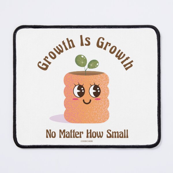 Item preview, Growth Is Growth No Matter How Small / Cute Flower Pot Plant Illustration / Motivational Quotes / Retro Cartoon / Good vibes designed and sold by DIBICHIBI.