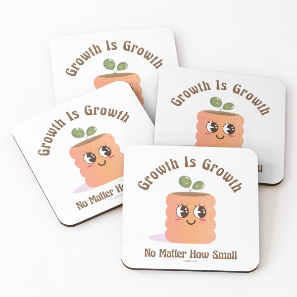 Item preview, Growth Is Growth No Matter How Small / Cute Flower Pot Plant Illustration / Motivational Quotes / Retro Cartoon / Good vibes designed and sold by DIBICHIBI.