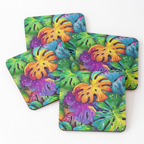 Item preview, Rainbow monstera pattern designed and sold by BloodRubyz.