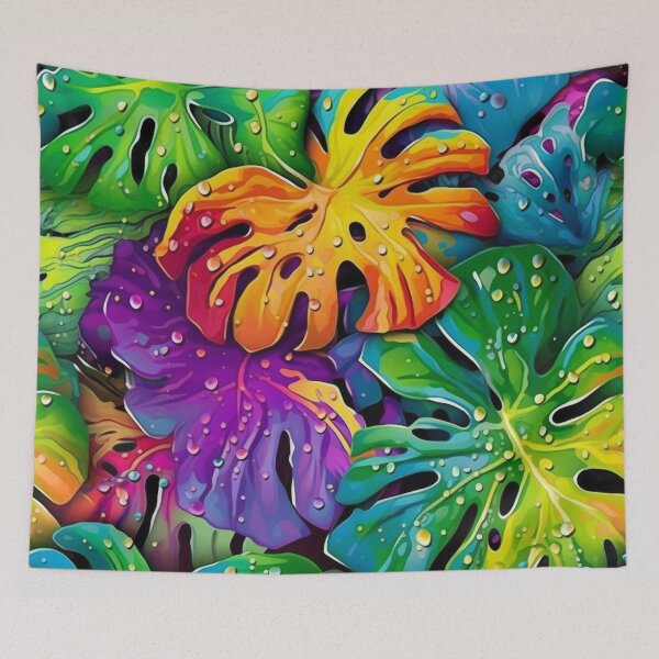 Item preview, Rainbow monstera pattern designed and sold by BloodRubyz.