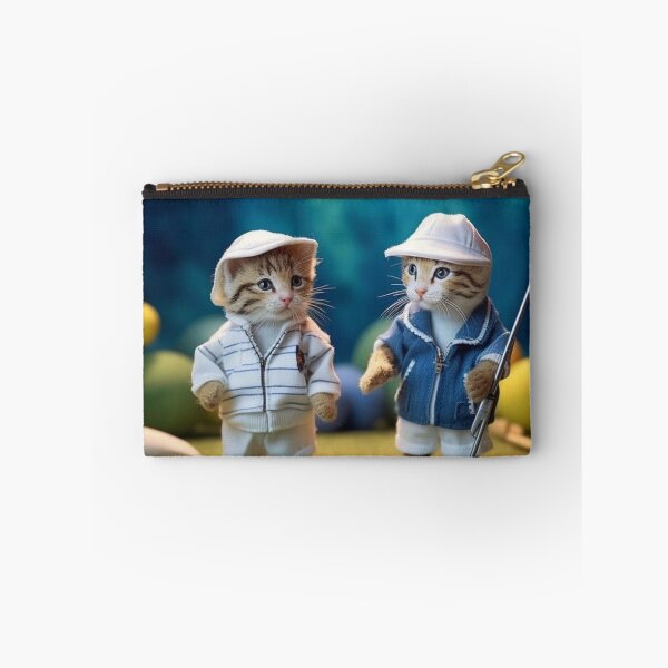 Item preview, Two cats playing golf on a green background. Selective focus. designed and sold by aiphotosart.