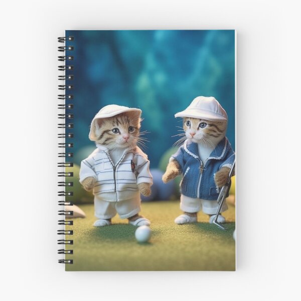 Item preview, Two cats playing golf on a green background. Selective focus. designed and sold by aiphotosart.