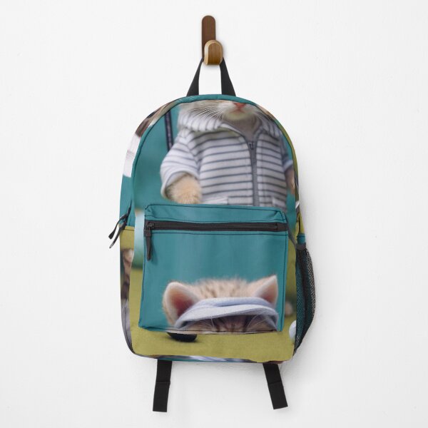 Item preview, Two little kittens playing golf on a green background in the studio. designed and sold by aiphotosart.