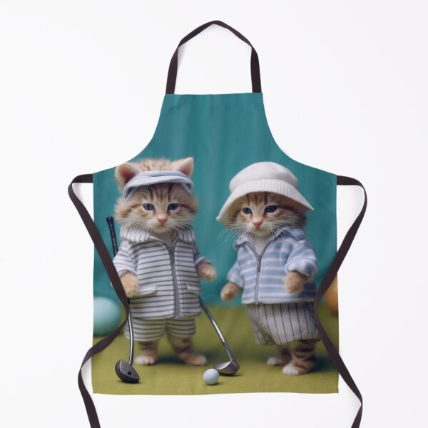 Item preview, Two little kittens playing golf on a green background in the studio. designed and sold by aiphotosart.