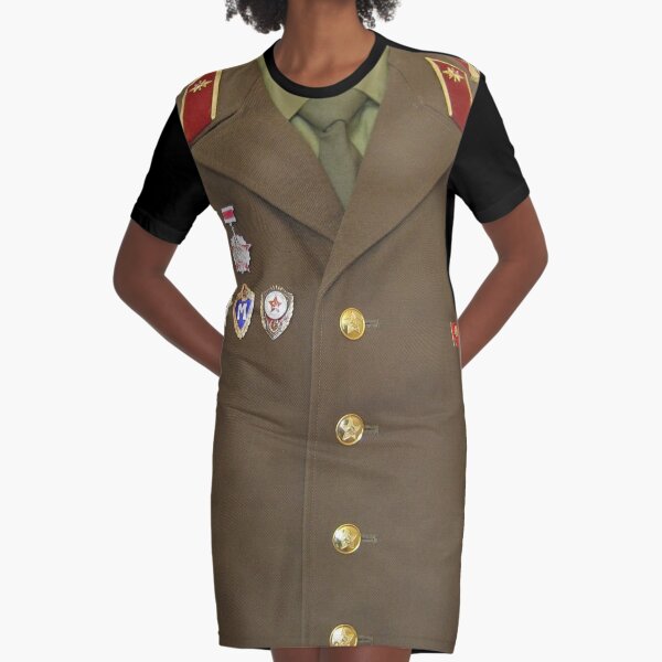 Soldier form of the Soviet Army Graphic T-Shirt Dress