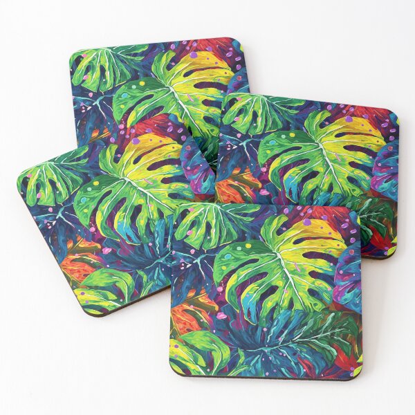 Item preview, Rainbow monstera pattern designed and sold by BloodRubyz.