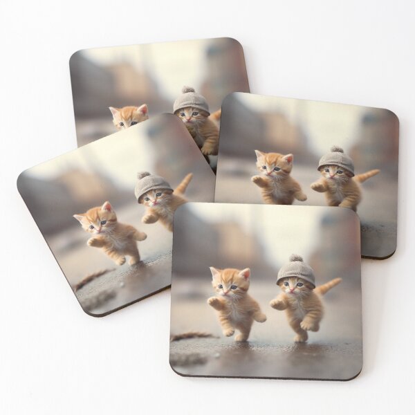 Item preview, Cute little kittens in a hat walking on the street. Selective focus. designed and sold by aiphotosart.