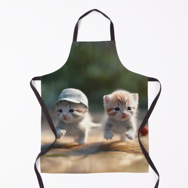 Item preview, Two little kittens in a hat running on the street. Selective focus. designed and sold by aiphotosart.