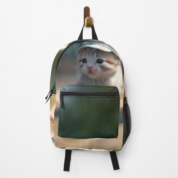 Item preview, Two little kittens in a hat running on the street. Selective focus. designed and sold by aiphotosart.