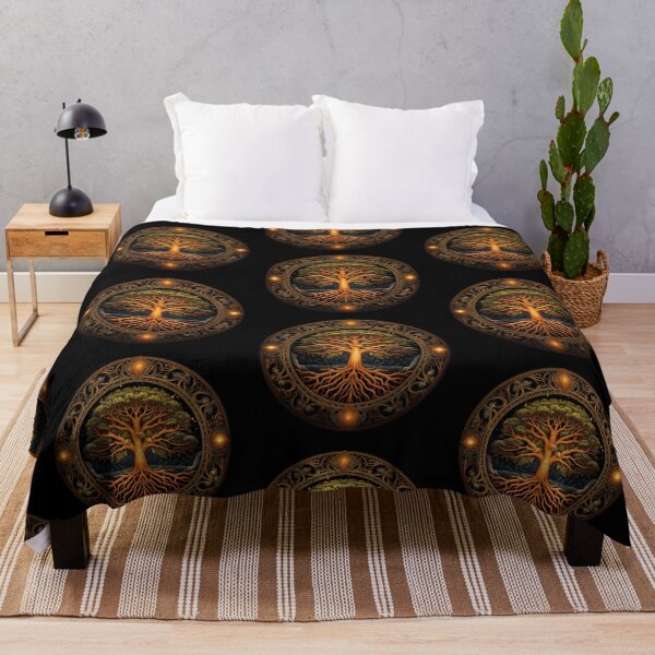 Item preview, Viking Mythology | Black | Golden Yggdrasil Tree designed and sold by FantasySoul.