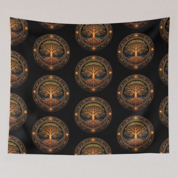 Item preview, Viking Mythology | Black | Golden Yggdrasil Tree designed and sold by FantasySoul.