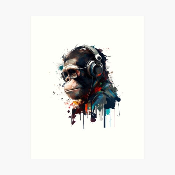 Item preview, Banksy DJ Monkey Thinker with Headphones designed and sold by Mokky-Eyad.
