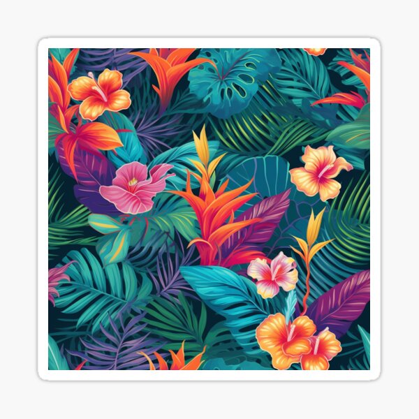 Tropical Floral Fiesta: A Kaleidoscope of Exotic Blooms Sticker