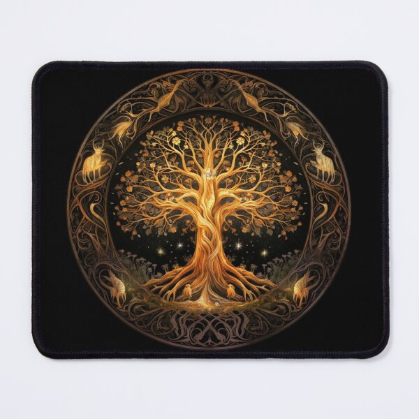Item preview, Sacred Yggdrasil Tree from Old Norse Cosmology | Black & Golden designed and sold by FantasySoul.