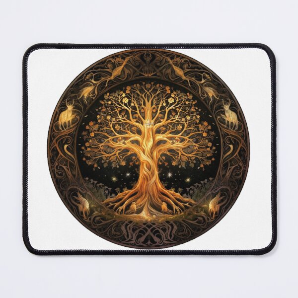 Item preview, Sacred Yggdrasil Tree from Old Norse Cosmology | White & Golden designed and sold by FantasySoul.